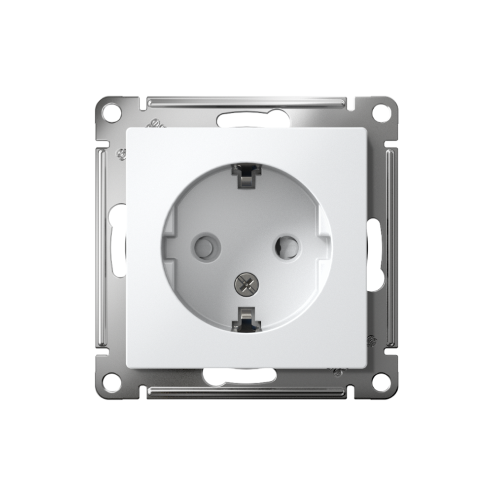 Розетка 1-м СП AtlasDesign 16А IP20 с заземл. защ. шторки механизм бел. SE ATN000145