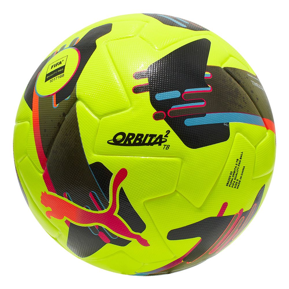 Мяч футб. PUMA Orbita 2 TB, 08432303, р.5, FIFA Quality Pro, 12 пан., ТПУ, термосшивка, желто-черный