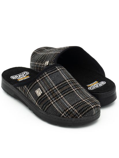 508M | "Ivan Zima" | Мужские тапочки-сабо (серый клетчатый)