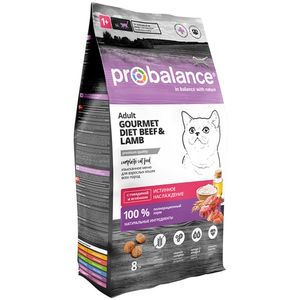 Сухой корм ProBalance Gourmet Diet для взрослых кошек с говядиной и ягненком