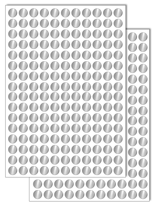 Серебристые металлизированные (зеркальное серебро) наклейки для маркировки Policomprint M10 10 мм. 352 шт.