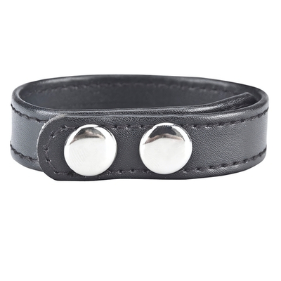 Кольцо на пенис SNAP COCK RING из искусственной кожи на клепках (Цвет: черный)