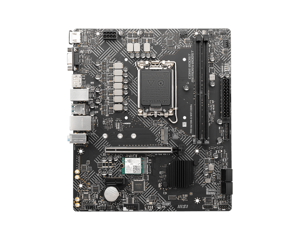 Материнская плата MSI PRO H610M-G WIFI DDR4 LGA1700 H610 2xDDR4 4xSATA3 M.2 VGA DP HDMI mATX