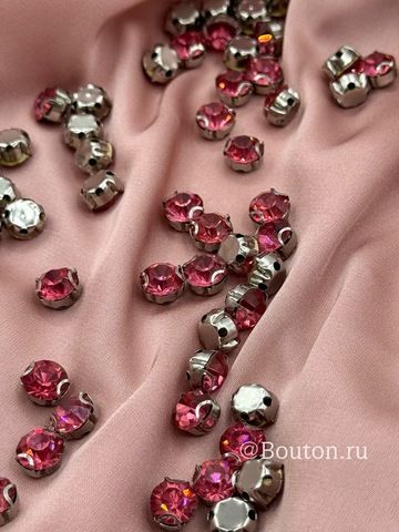 Стразы пришивные в цапах розовые (малиновые)