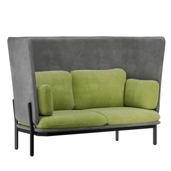 Stato Диван двухместный  с высокой спинкой STA-02 Teddy 316/Teddy 35/Металл Черный 1820*900*1200