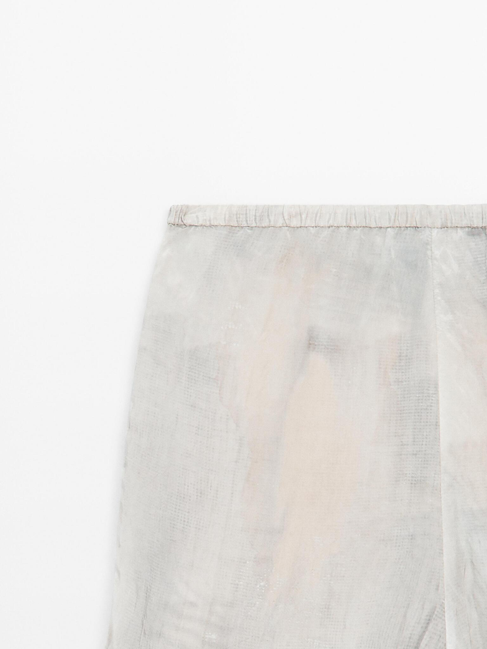 Massimo Dutti Струящиеся брюки прямого кроя с принтом, серо-синий