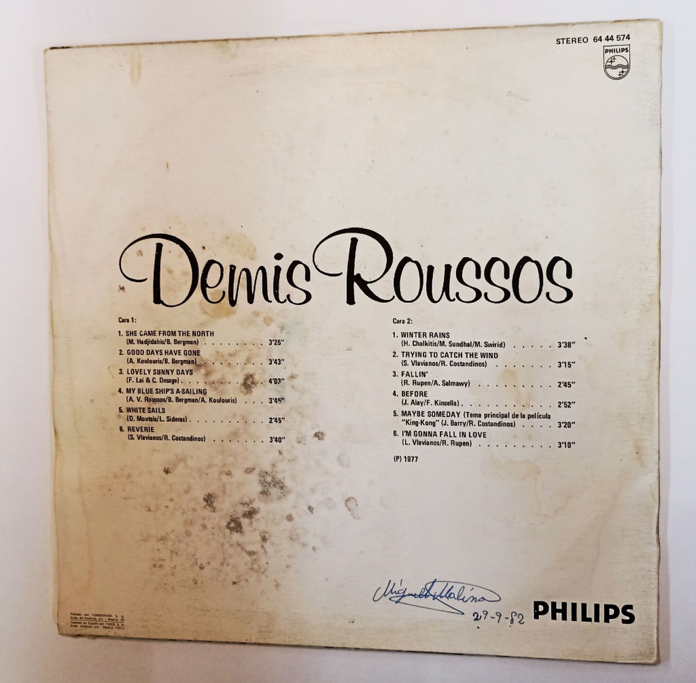 Винтажная виниловая пластинка LP Demis Roussos 1971-1976 (Spain 1977)
