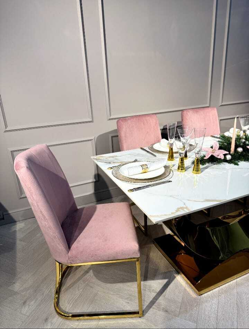 Стол обеденный Ist Casa Прайм, 180х90х76 см, жемчужный белый, золотой