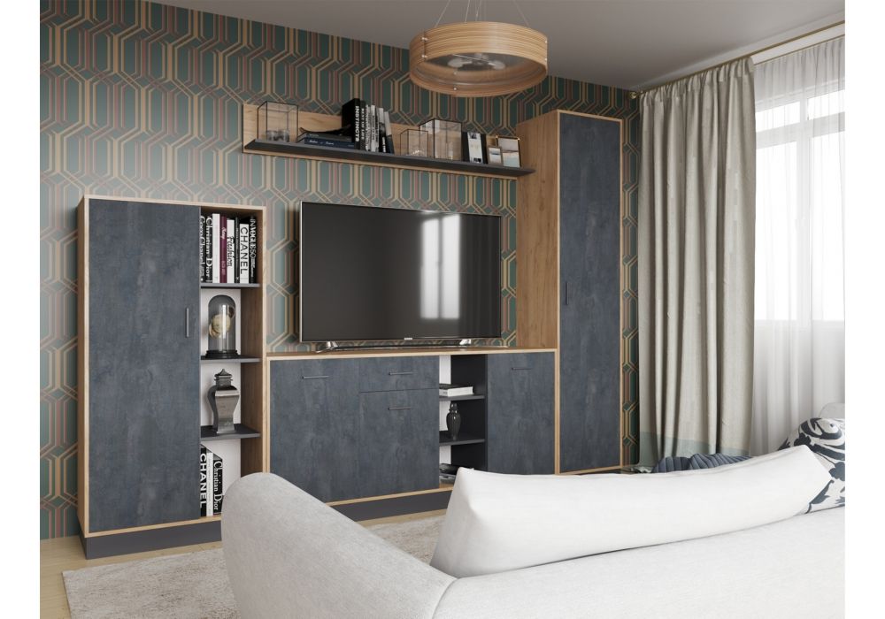 Комод Леви 170 дуб крафт золотой / черный / угольный камень