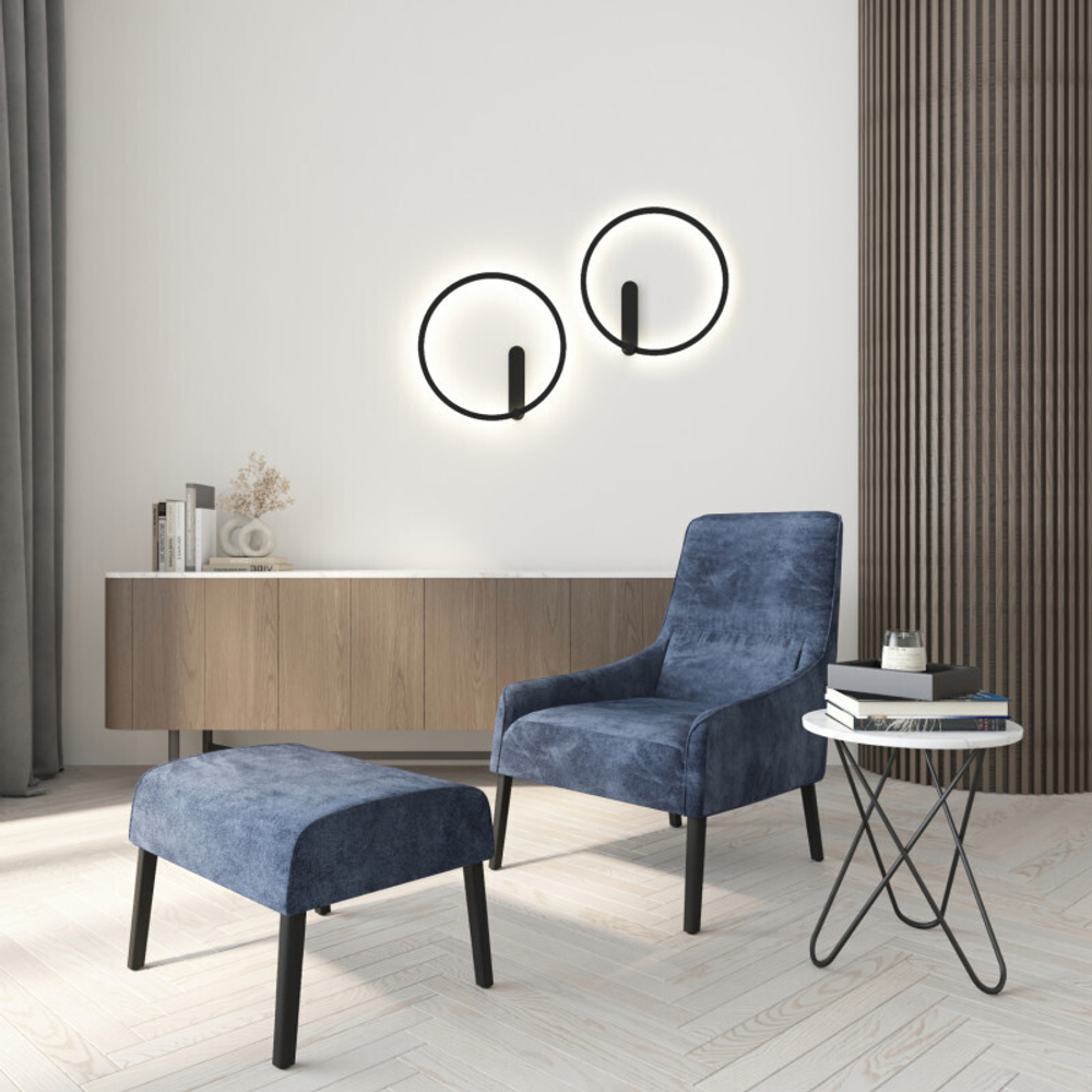 DK5035-BK Бра ROUND со светодиодом, IP20, 24W, 3000/4000/6500K, черный, алюминий