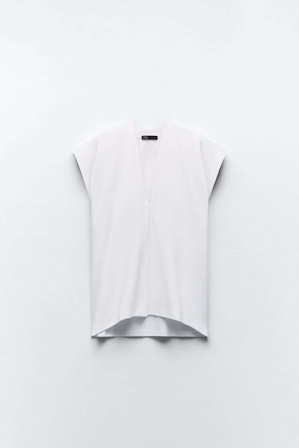 ZARA ФУТБОЛКА ИЗ ПЛОТНОГО ХЛОПКА, БЕЛЫЙ