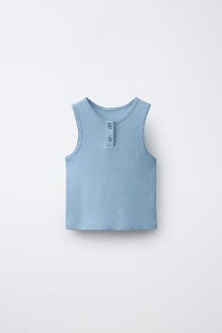 ZARA ОДНОТОННЫЙ ТОП PUKAS SURF, ЛИНЯЛЫЙ СИНИЙ
