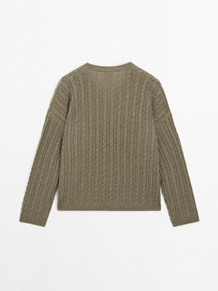 Massimo Dutti Свитер из 100% кашемира объемного кроя, зеленый
