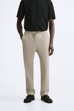 ZARA БРЮКИ-ДЖОГГЕРЫ КОМФОРТНОЙ ПОСАДКИ, БЕЖЕВЫЙ