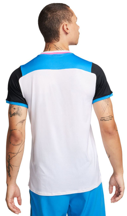 Мужская теннисная футболка Nike Court Dri-Fit Advantage Top - white/light photo blue/black/black