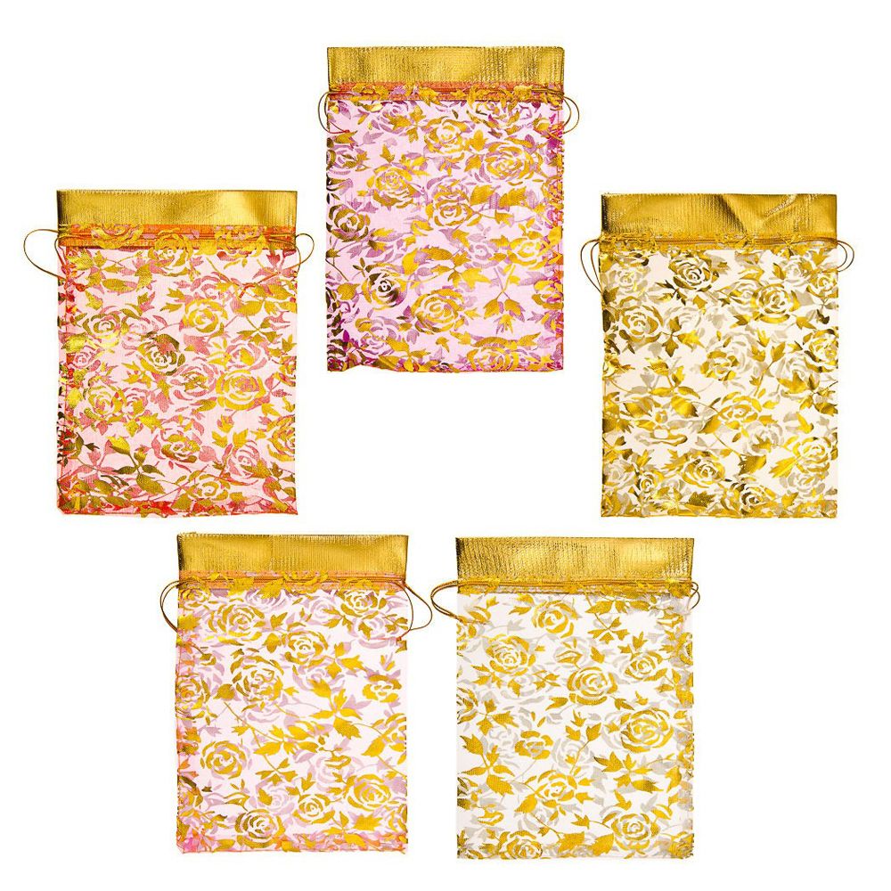 Подарочные мешки Basir из органзы, с золотистым рисунком, с окантовкой, 18*23 см, ассорти Подарочные мешки Basir из органзы, с золотистым рисунком, с окантовкой, 18*23 см, ассорти