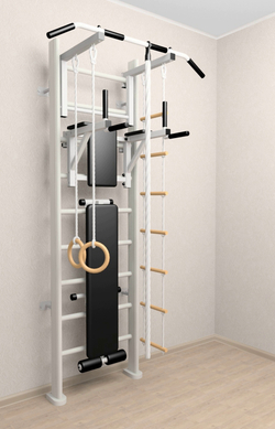 Деревянная шведская стенка Sv Sport 906б (Турник стандарт/Брусья/Скамья/Канат/Kольца/Лестница)