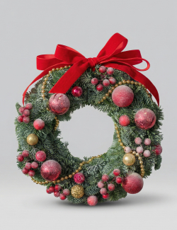 Новогодний венок из датской ели (красный)