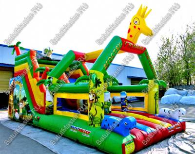 Коммерческий надувной батут "В гостях у жирафа", 9x4x5 м