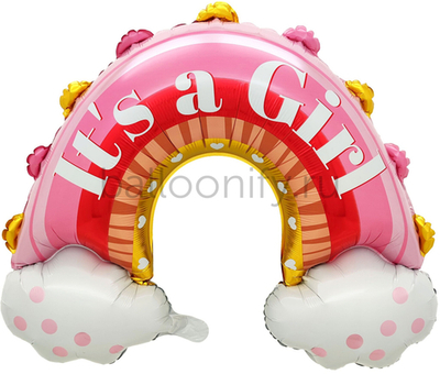 Шар (36''/91 см) Фигура, Радуга для девочки, Розовый, 1 шт.