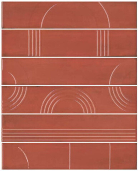 Панно Мажорель красный глянцевый (из 6 частей 6х28.5) (KMP3STA005RN6X)