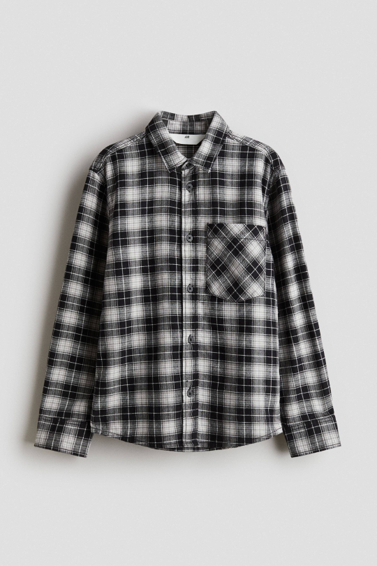 H&M Рубашка из хлопковой фланели, черный