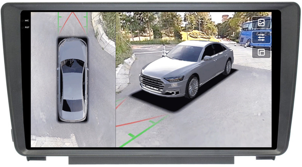 Магнитола для Skoda Octavia A5 2004-2013, Yeti (в штатную рамку) - FarCar BX9-360-7038 монитор 9.5" 2K QLED на Android 13, 6Гб+128Гб, CarPlay, 4G SIM-слот, 4 камеры в комплекте