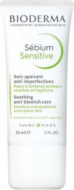 BIODERMA SEBIUM Sensitive Успокаивающий, увлажнящий крем для проблемной кожи 30мл.
