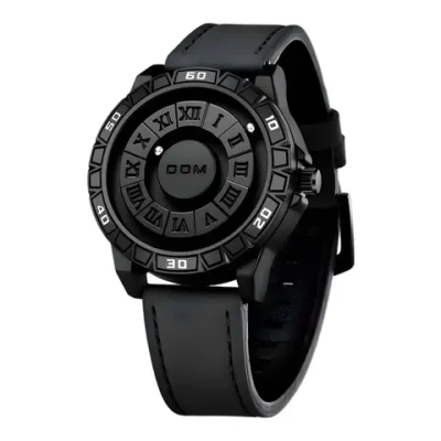 Часы наручные с магнитными шариками кварцевые DOM на кожаном ремешке, черный W8640-01