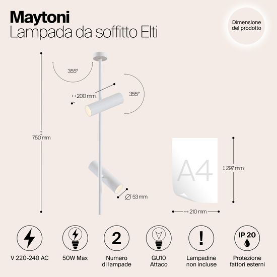 Потолочный светильник Technical C021CL-02W