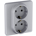 Розетка двойная с заземлением без шторок в сборе 16А 250В алюминий Inspiria Legrand