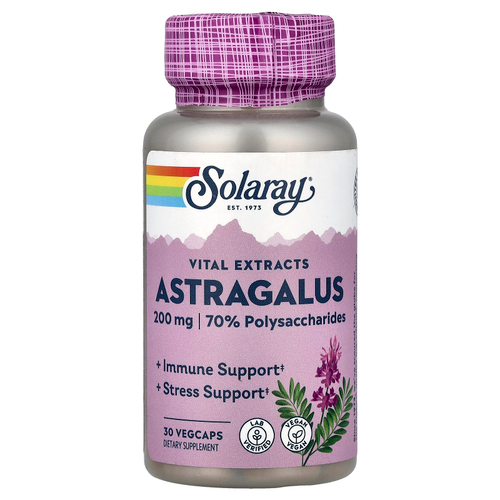 Solaray, Vital Extracts, астрагал, 30 растительных капсул