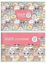 Альбом для рисования А4 24л. "Милые медвежата" мел. карт. в ассорт. (Schoolformat
