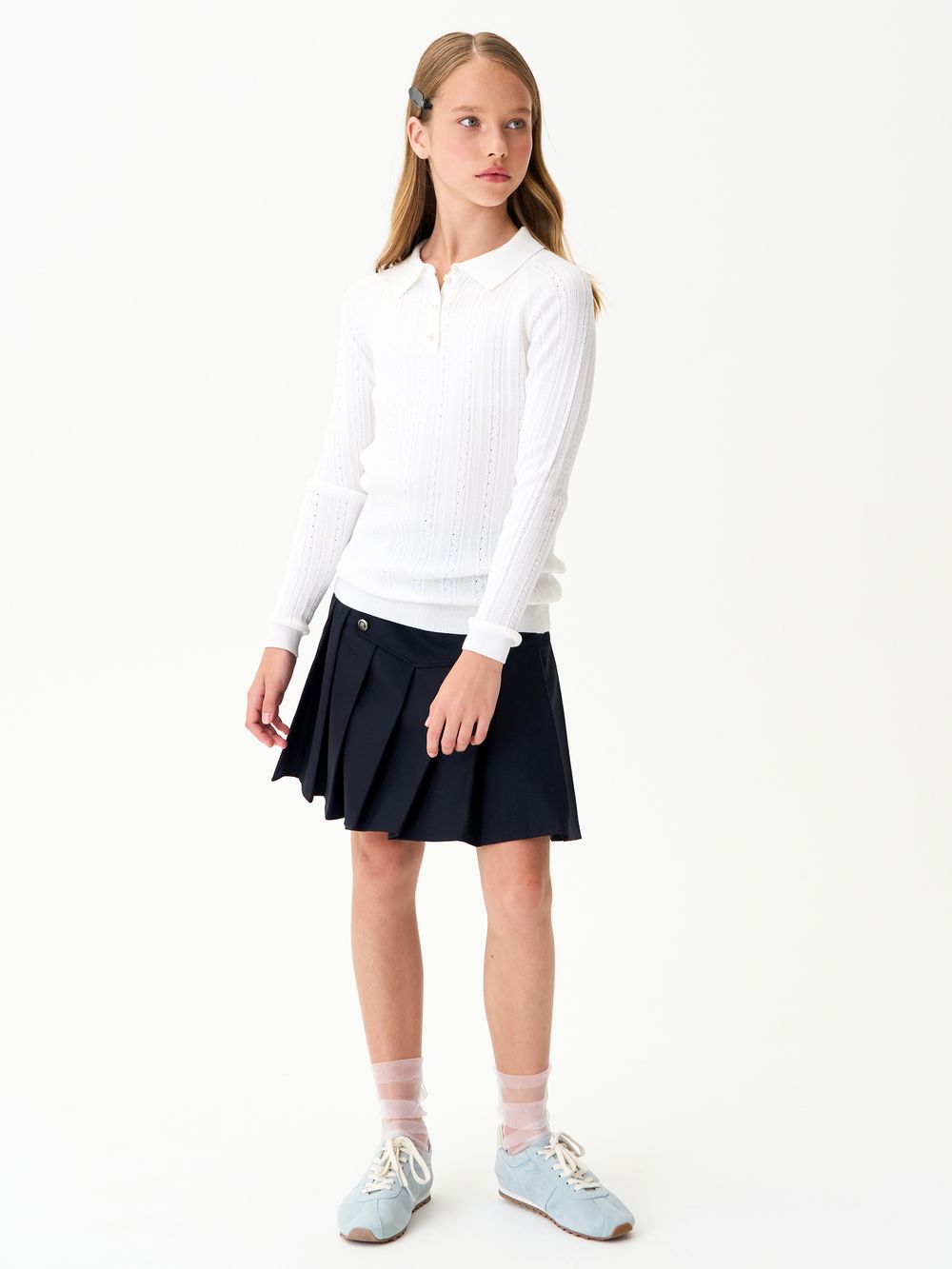 Джемпер поло для девочки 1327 белый