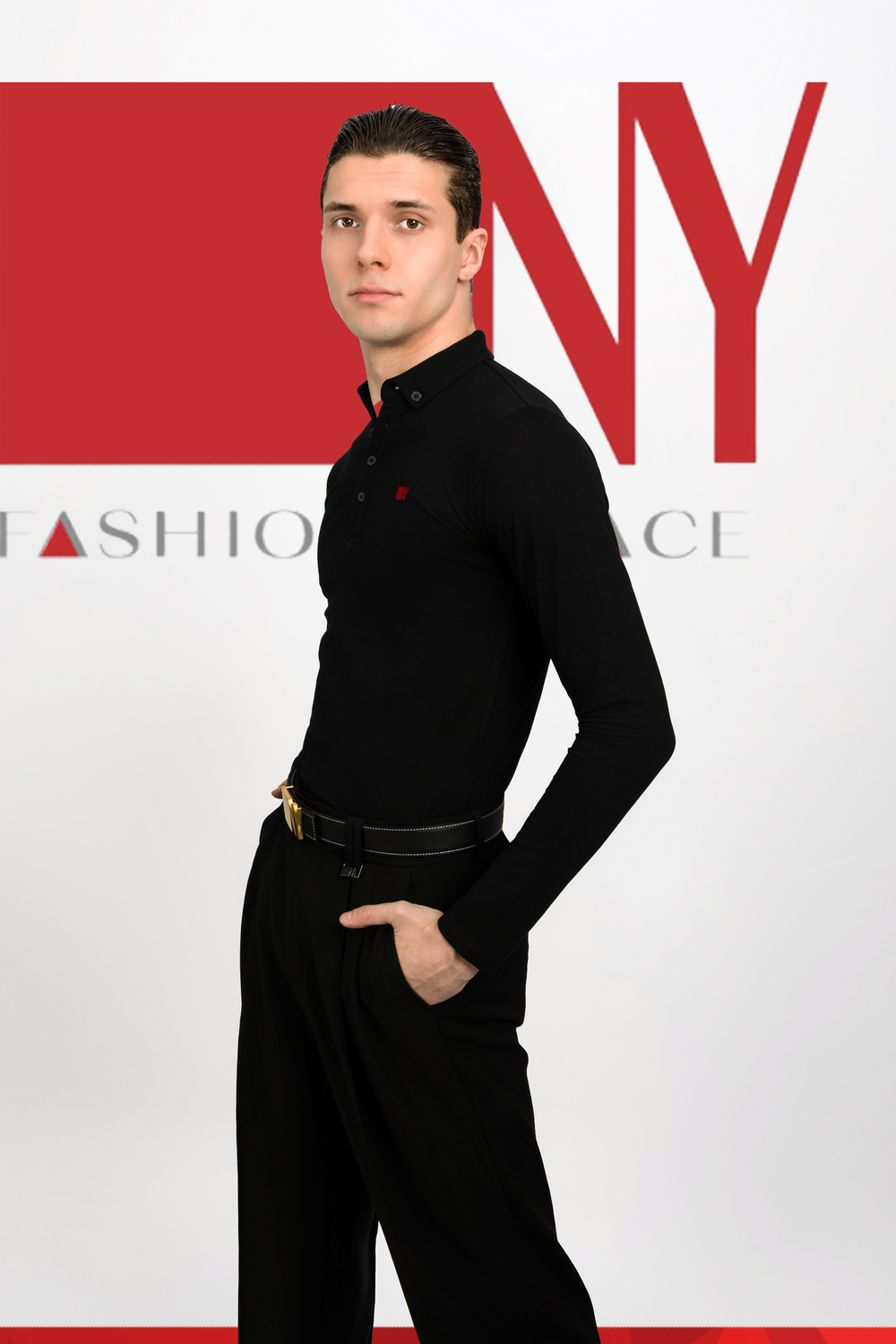 Поло с длинным рукавом черная хлопок