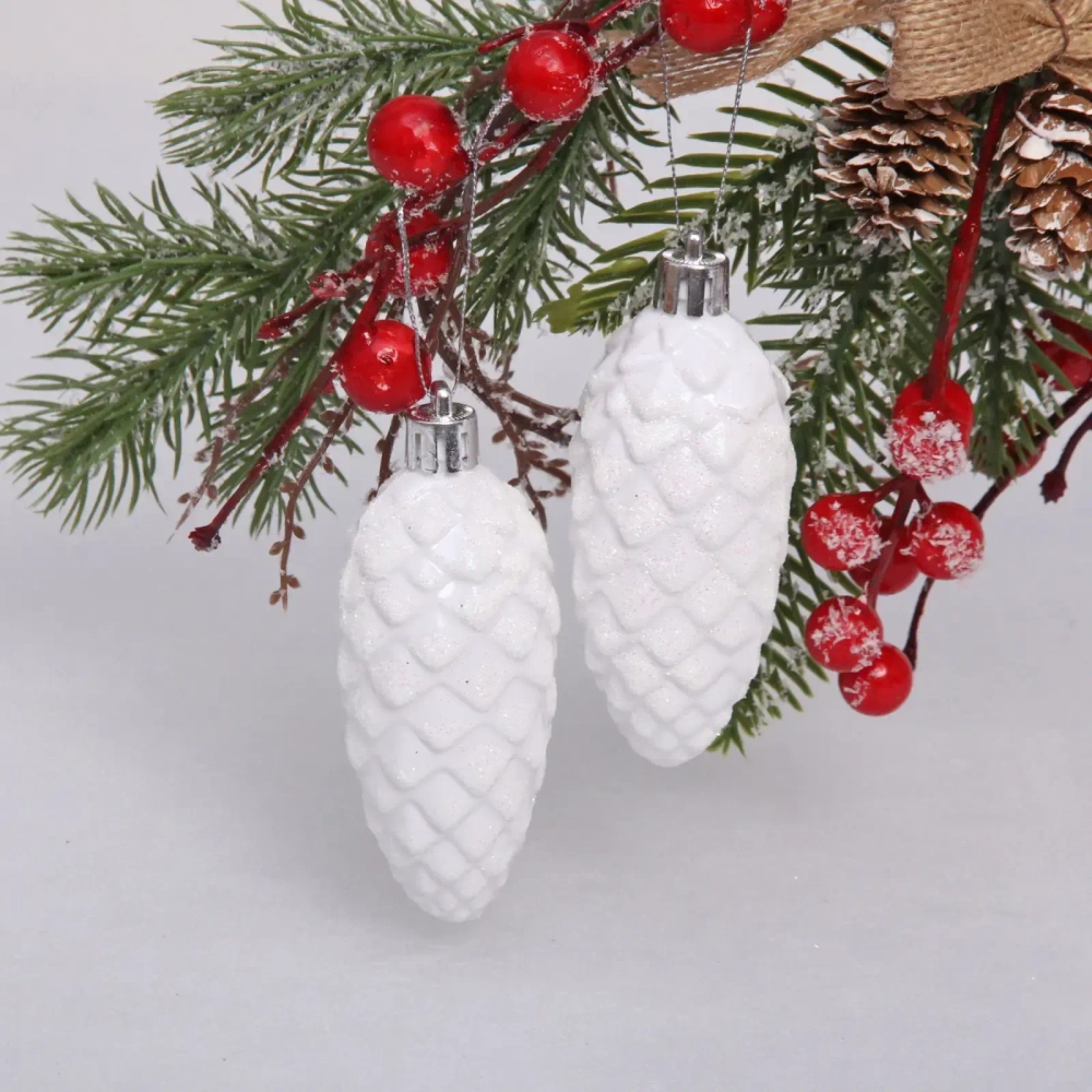 Ёлочные игрушки «Таинственное очарование» Шишки 9 см (набор 2шт), белый