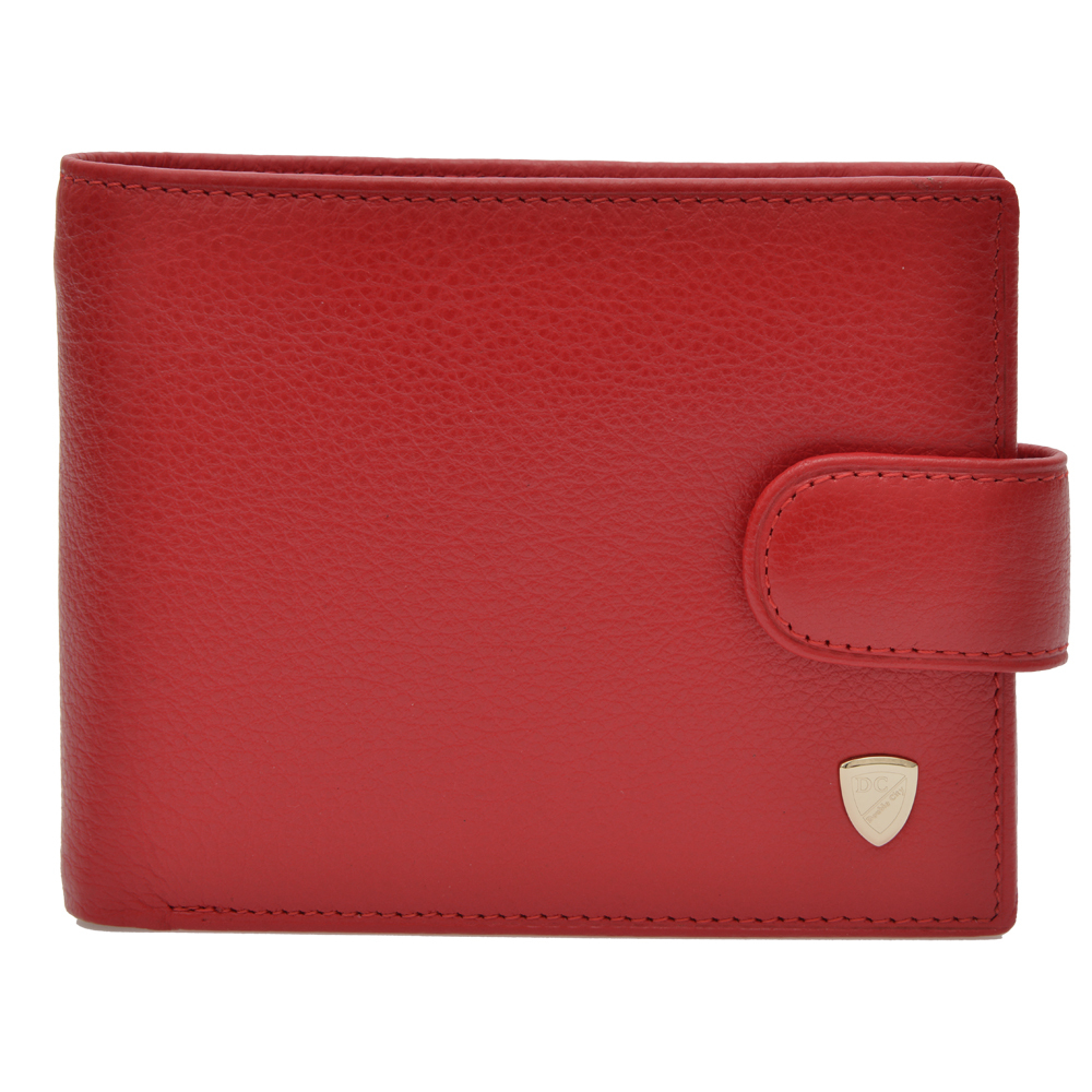 Стильный красный женский кошелёк с 3 отделениями для купюр (одно из них на молнии) карман для мелочи на кнопке 4 кармашка для пластиковых карт 2 потайных кармана 2 отделения для пропуска M100-DC13-02H   в подарочной коробке