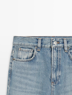 Massimo Dutti Джинсы с высокой талией и широкими штанинами, светло-голубой