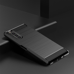 Чехол на Sony Xperia 5 цвет Black (черный), серия Carbon от Caseport
