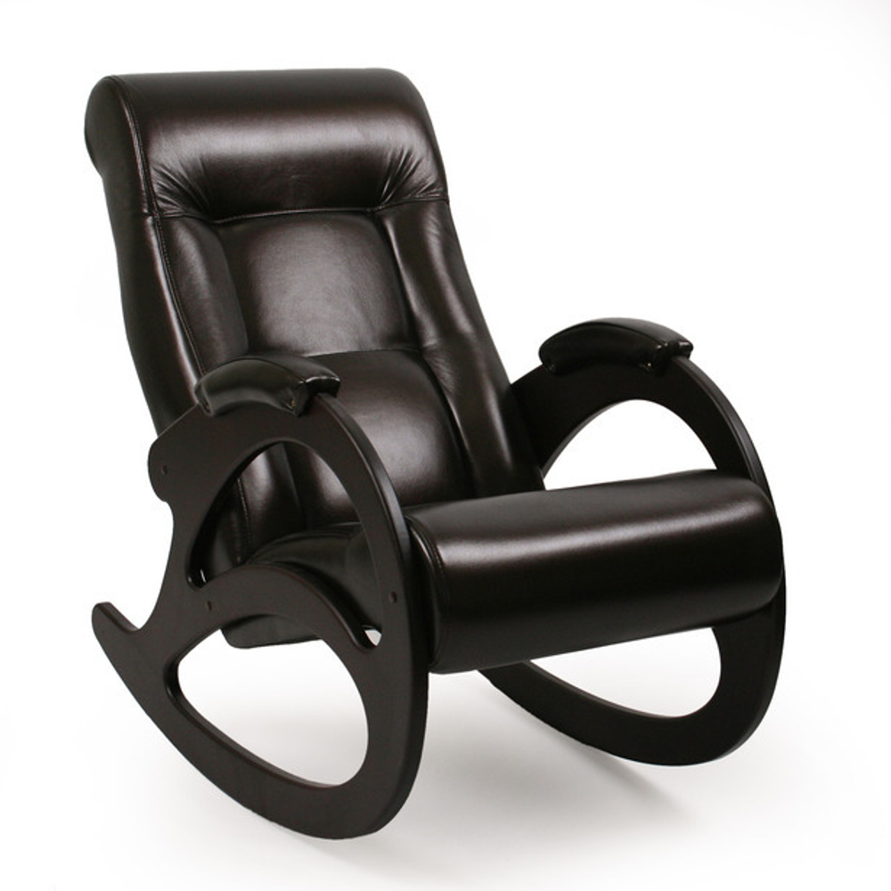 Кресло-качалка №4 б-л (каркас - Венге, экокожа - Орегон темно-коричневый)