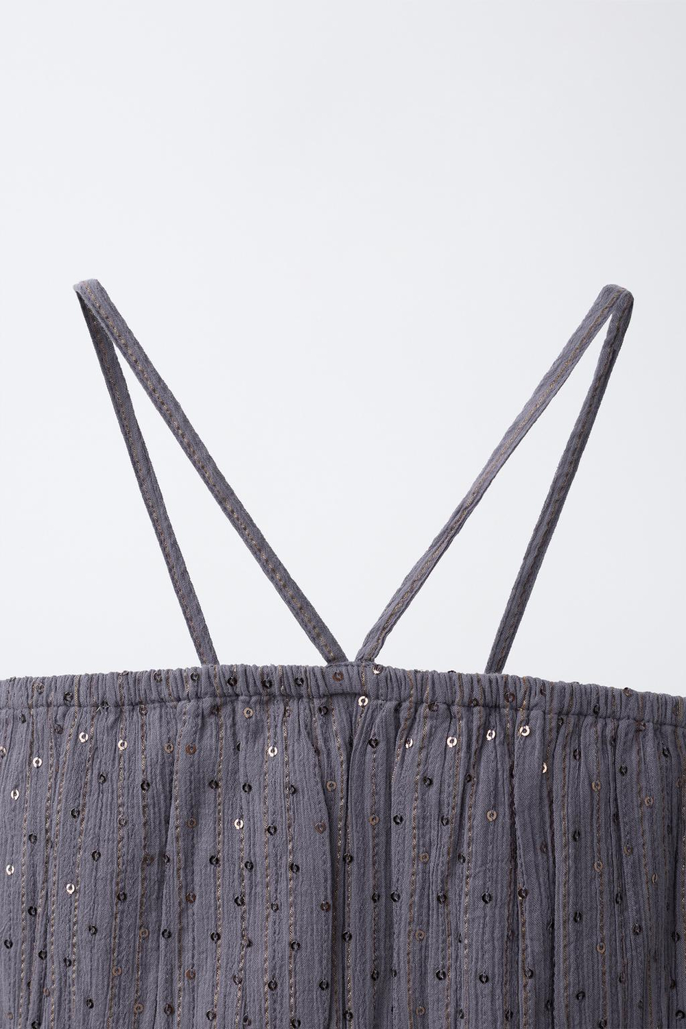 ZARA ТОП С ПАЙЕТКАМИ, АНТРАЦИТОВО-СЕРЫЙ