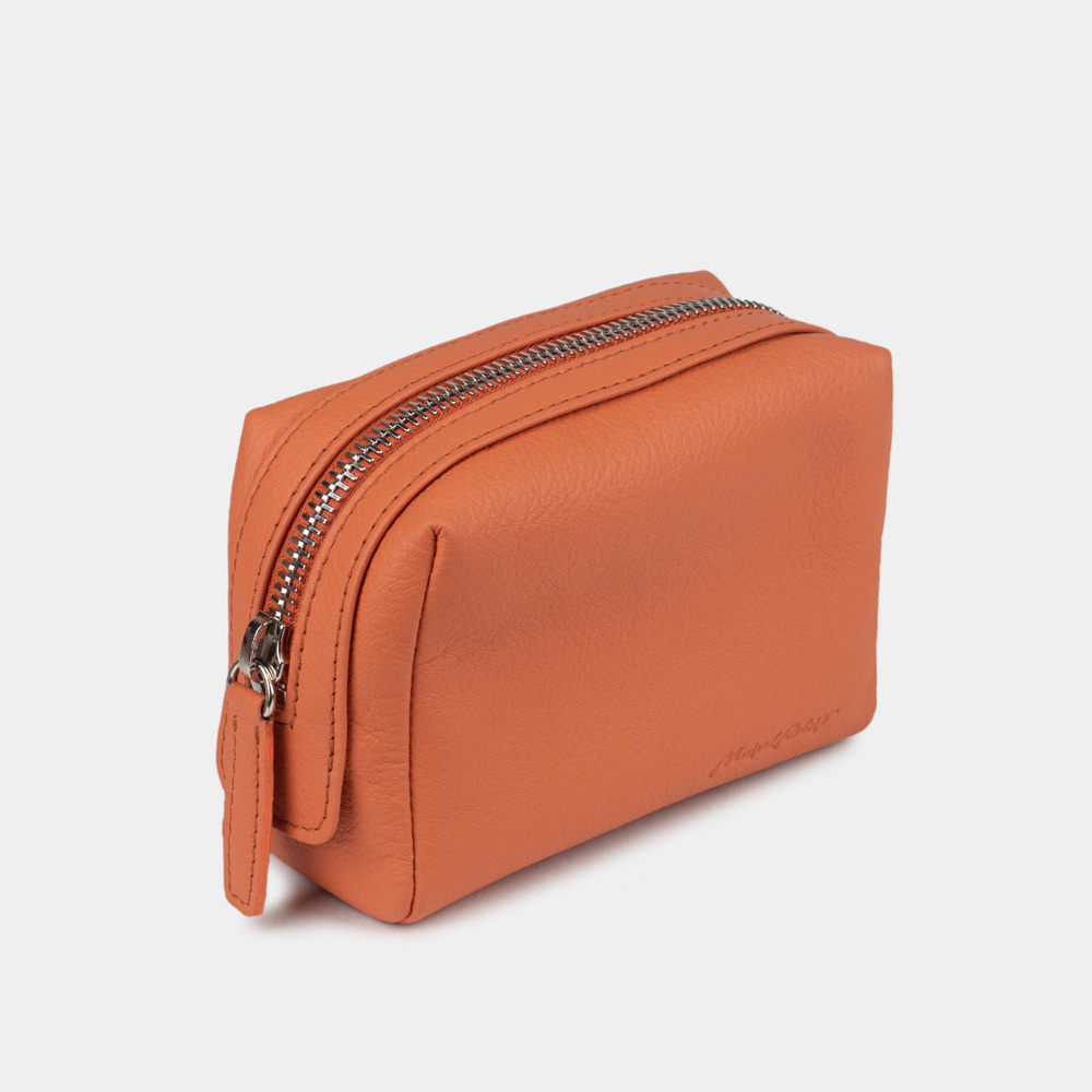 Косметичка кожаная Mignon оранжевого цвета