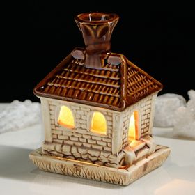 Аромалампа Домик коричнево-бежевая, ручная работа