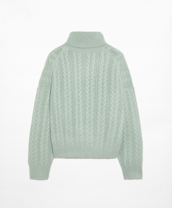 Oysho Вязаный свитер с высоким воротником, зеленый