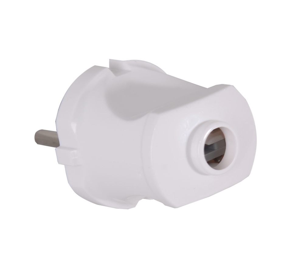 Вилка прямая б/з, белая 6А 250В Вихрь