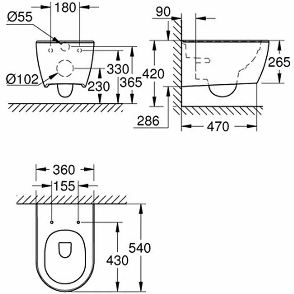Унитаз подвесной Grohe Essence Ceramic 3957100H безободковый