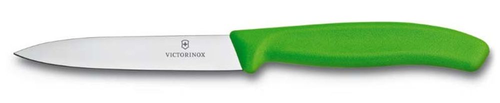 Яркий нож для овощей SwissClassic 10 см зелёный с прямым лезвием VICTORINOX 6.7706.L114