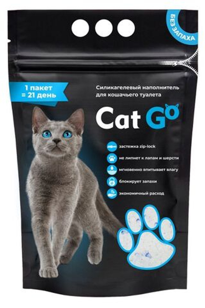 Наполнитель Cat Go для кошачьего туалета, силикагель, 1,3 кг (3 л)