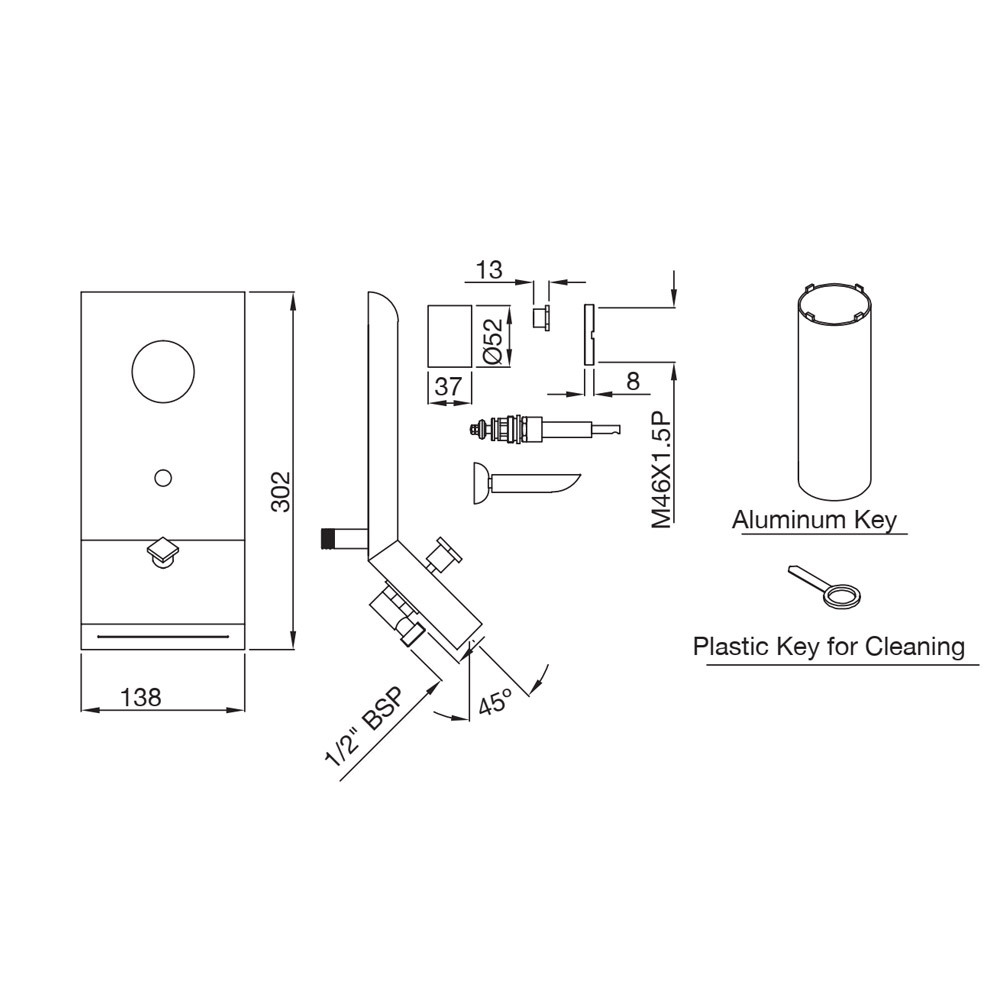 Artize, Смеситель для ванны встраиваемый, Lexa, джойстиковое, Хром LEX-CHR-67283K