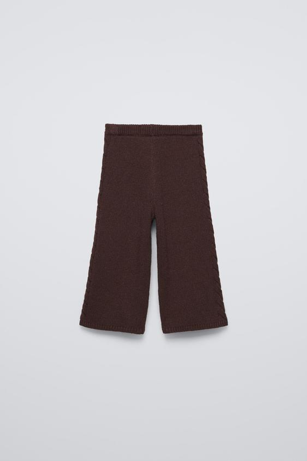 ZARA ВЯЗАНЫЕ БРЮКИ С УЗОРОМ «КОСЫ», ШОКОЛАДНЫЙ